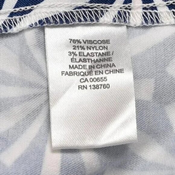 RW&CO. Pencil Skirt Blue White Floral/Starburst Pattern‎  Viscose Medium - Picture 5 of 5